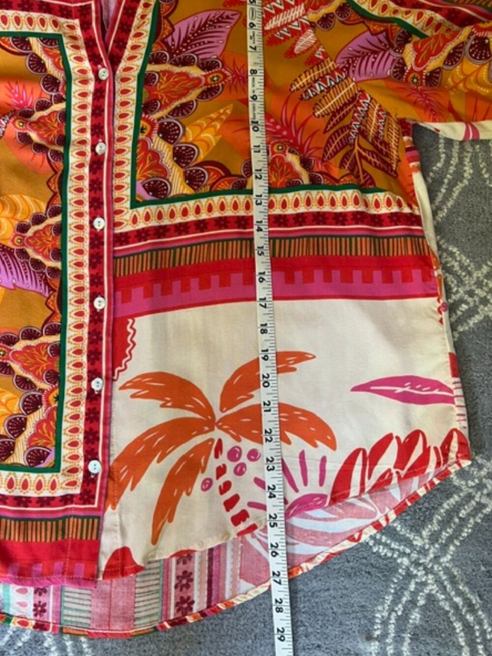 Christian Siriano Tropical Floral Print 3/4 Slv Button Dwn Shirt Woman's Size 1X - Picture 9 of 11